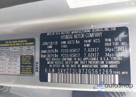 2018 Hyundai Santa Fe Sport 2.4L from USA, damaged, VIN 5XYZT3LB7JG561269